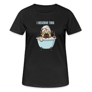 Jour Spa que je mérite : Chien de bain - T-shirt respirant Femme - noir - Devant - AI Model Female 172 light (172cm)