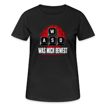  ASDF Was Mich Bewegt Tastatur Gamer Computer Nerd - Frauen T-Shirt atmungsaktiv - Schwarz - Vorne - AI Model Female 172 light (172cm)
