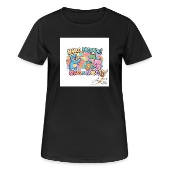 Hallo Freunde Spass und Farbe - Frauen T-Shirt atmungsaktiv - Schwarz - Vorne - AI Model Female 172 light (172cm)