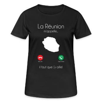 La Reunion M Appelle Il Faut Que J Y Aille T-Sh... - T-shirt respirant Femme - noir - Devant - AI Model Female 172 light (172cm)