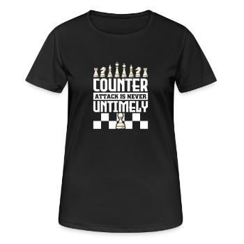 Échiquier des joueurs d’échecs - T-shirt respirant Femme - noir - Devant - AI Model Female 172 light (172cm)