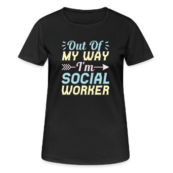 Citation d’assistant social : Écartez-vous du travail social - T-shirt respirant Femme - noir - Devant - AI Model Female 172 light (172cm)