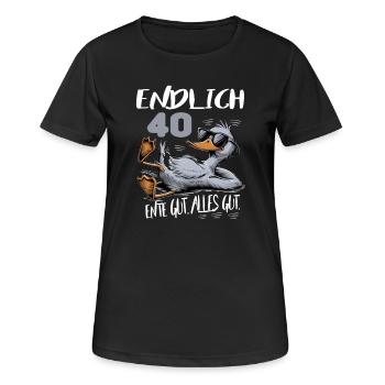 Geburtstag Ente Gut Alles Gut 40 Jahre Comic - Frauen T-Shirt atmungsaktiv - Schwarz - Vorne - AI Model Female 172 light (172cm)