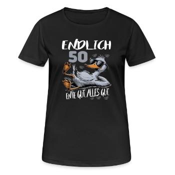 Geburtstag Ente Gut Alles Gut 50 Jahre Comic - Frauen T-Shirt atmungsaktiv - Schwarz - Vorne - AI Model Female 172 light (172cm)