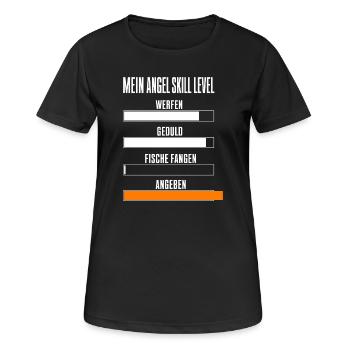 Mein Angel Skill Level Lustiges Angler Motiv mit - Frauen T-Shirt atmungsaktiv - Schwarz - Vorne - AI Model Female 172 light (172cm)