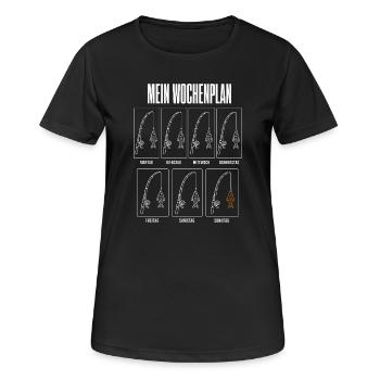 Mein Wochenplan Lustiges Angler Motiv Angeln mit - Frauen T-Shirt atmungsaktiv - Schwarz - Vorne - AI Model Female 172 light (172cm)