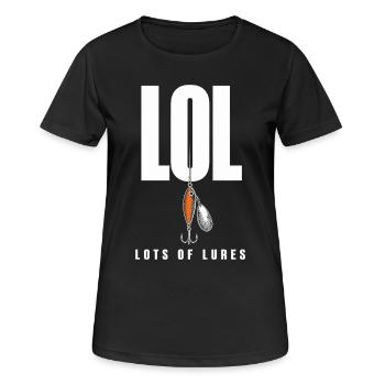 LOL Beaucoup de leurres, motif drôle de pêcheur pour - T-shirt respirant Femme - noir - Devant - AI Model Female 172 light (172cm)