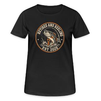 Retired And Reeling 2026 Retirement Angler Motif - Women's Breathable T-Shirt - black - Front - AI Model Female 172 light (172cm)