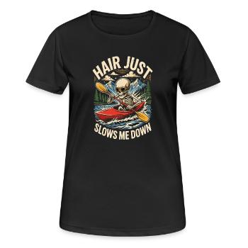 Les cheveux me ralentissent juste squelette en kayak plus drôle - T-shirt respirant Femme - noir - Devant - AI Model Female 172 light (172cm)