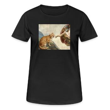 Chat gifle la main de Dieu Mème des chats drôles - T-shirt respirant Femme - noir - Devant - AI Model Female 172 light (172cm)