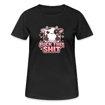 Kuh Fuck This Shit - T-shirt respirant Femme - noir - Devant - AI Model Female 172 light (172cm)