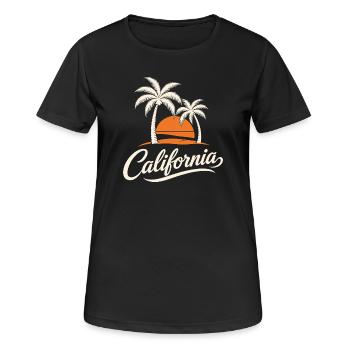 Palmen und kalifornischer Sonnenuntergang - Frauen T-Shirt atmungsaktiv - Schwarz - Vorne - AI Model Female 172 light (172cm)
