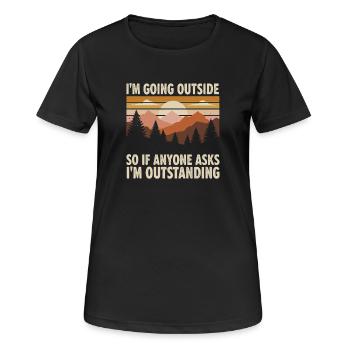 Ich geh raus – Outdoor-Statement - Frauen T-Shirt atmungsaktiv - Schwarz - Vorne - AI Model Female 172 light (172cm)