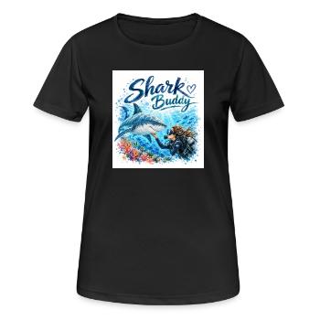 Shark Buddy Underwater Friend - Women's Breathable T-Shirt - black - Front - AI Model Female 172 light (172cm)