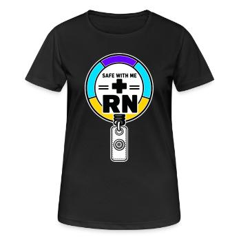 Cadeau de bande démo d’insigne Pride Infirmier infirmier Pride Safe With Me - T-shirt respirant Femme - noir - Devant - AI Model Female 172 light (172cm)