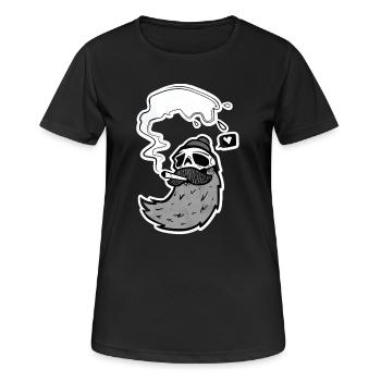 Surfer Skull – Skull with Wave & Heart - Women's Breathable T-Shirt - black - Front - AI Model Female 172 light (172cm)