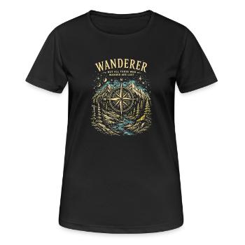 Aventure de randonnée Wanderer Compass - T-shirt respirant Femme - noir - Devant - AI Model Female 172 light (172cm)