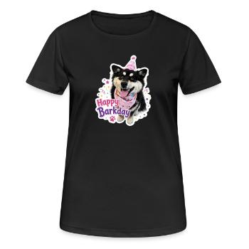Joyeux Barkday Lapphund finlandais - T-shirt respirant Femme - noir - Devant - AI Model Female 172 light (172cm)