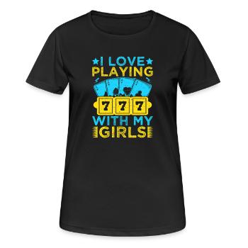 Les amateurs de jeux d’argent adorent jouer avec mes filles au casino - T-shirt respirant Femme - noir - Devant - AI Model Female 172 light (172cm)