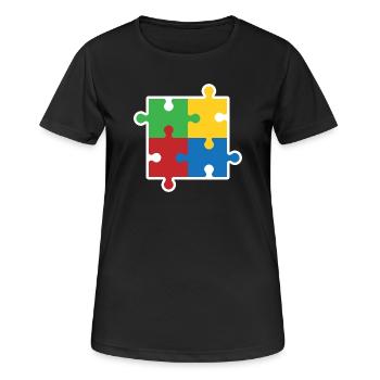 Icône du puzzle de l’autisme - T-shirt respirant Femme - noir - Devant - AI Model Female 172 light (172cm)