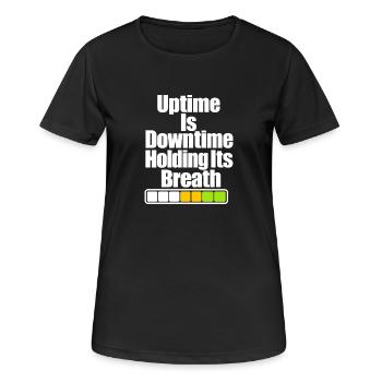 Blague drôle sur le temps de disponibilité de l’administrateur système, humour serveur IT - T-shirt respirant Femme - noir - Devant - AI Model Female 172 light (172cm)