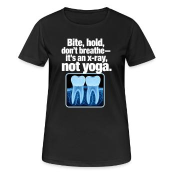 Humour drôle de dentiste aux radiographies, c’est une radiographie, pas du yoga - T-shirt respirant Femme - noir - Devant - AI Model Female 172 light (172cm)
