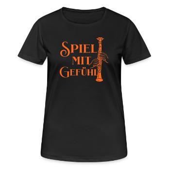 Klarinette - Spiel mit Gefühl für Klarinettistin - Frauen T-Shirt atmungsaktiv - Schwarz - Vorne - AI Model Female 172 light (172cm)