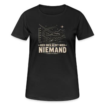  Hier Oben Nervt Mich Niemand Segelflieger Berge - Frauen T-Shirt atmungsaktiv - Schwarz - Vorne - AI Model Female 172 light (172cm)