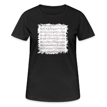 Black and white sheet music with border - Women's Breathable T-Shirt - black - Front - AI Model Female 172 light (172cm)