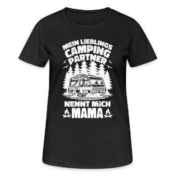 Lieblings Campingpartner Mama - Frauen T-Shirt atmungsaktiv - Schwarz - Vorne - AI Model Female 172 light (172cm)