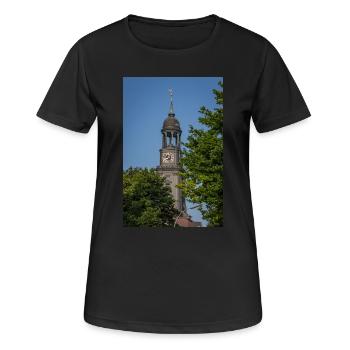 L’église Saint-Michel entre deux arbres - T-shirt respirant Femme - noir - Devant - AI Model Female 172 light (172cm)