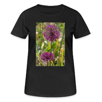 Poireaux ornementaux en violet : fleurs sphériques - T-shirt respirant Femme - noir - Devant - AI Model Female 172 light (172cm)