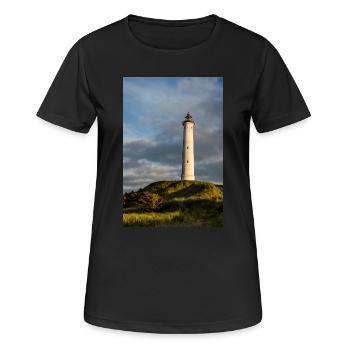 Phare de Lyngvig Fyr au Danemark - T-shirt respirant Femme - noir - Devant - AI Model Female 172 light (172cm)