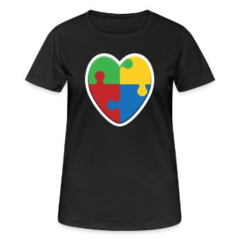 Puzzle du cœur de l’autisme - T-shirt respirant Femme - noir - Devant - AI Model Female 172 light (172cm)