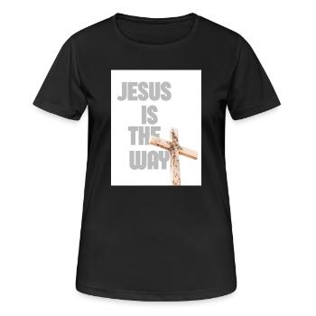 Graphique de Jésus est la Croix - T-shirt respirant Femme - noir - Devant - AI Model Female 172 light (172cm)