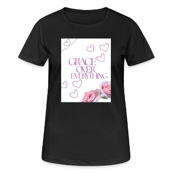La grâce sur tout Cœur floral - T-shirt respirant Femme - noir - Devant - AI Model Female 172 light (172cm)