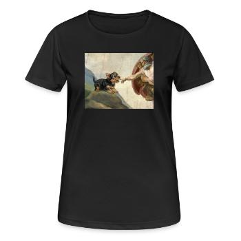 Mème chien God Hand Yorkshire Terrier Dogs - T-shirt respirant Femme - noir - Devant - AI Model Female 172 light (172cm)