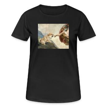 Mème du chien God God Hand Pomeranian Dog - T-shirt respirant Femme - noir - Devant - AI Model Female 172 light (172cm)