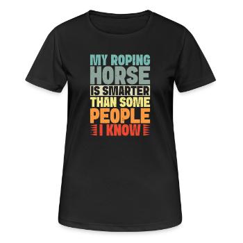 Cavalier de cheval de loisir, mon cheval, gens plus intelligents, anglais - T-shirt respirant Femme - noir - Devant - AI Model Female 172 light (172cm)