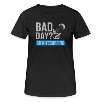 Bad Day? Go Kitesurfing – Kitesurfing T-Shirt for - Women's Breathable T-Shirt - black - Front - AI Model Female 172 light (172cm)