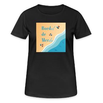 Plage pastel et vagues azur - T-shirt respirant Femme - noir - Devant - AI Model Female 172 light (172cm)
