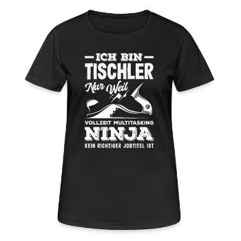 Tischler Multitasking Ninja - Frauen T-Shirt atmungsaktiv - Schwarz - Vorne - AI Model Female 172 light (172cm)