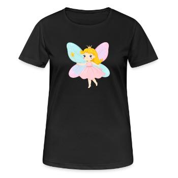 Kleine Fee im rosa Kleid mit Zauberstab – Magie - Frauen T-Shirt atmungsaktiv - Schwarz - Vorne - AI Model Female 172 light (172cm)