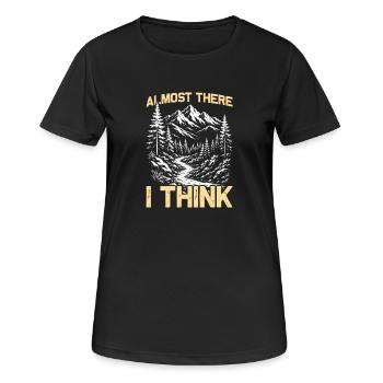 Almost there i think Hiking Mountains Mountaineering - Women's Breathable T-Shirt - black - Front - AI Model Female 172 light (172cm)