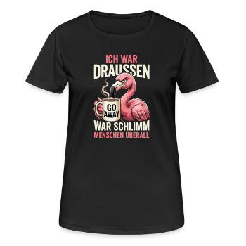 Ich War Draussen Schlimm Menschen Ueberall - Frauen T-Shirt atmungsaktiv - Schwarz - Vorne - AI Model Female 172 light (172cm)