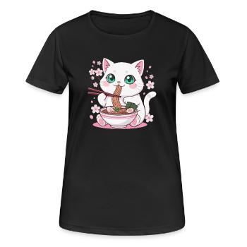 Ramen Chaton Nouilles - T-shirt respirant Femme - noir - Devant - AI Model Female 172 light (172cm)