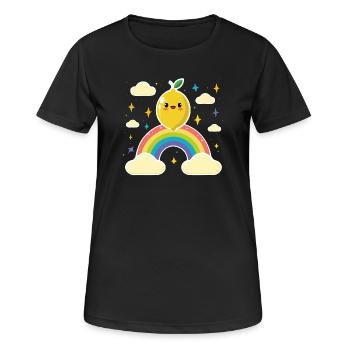 Kawaii Citron Arc-en-ciel - T-shirt respirant Femme - noir - Devant - AI Model Female 172 light (172cm)
