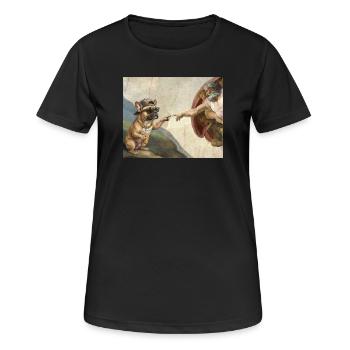 Chat gifle la main de Dieu Mème des chats drôles - T-shirt respirant Femme - noir - Devant - AI Model Female 172 light (172cm)