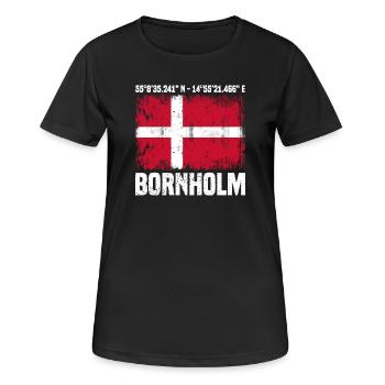 Inseltrip Bornholm - Frauen T-Shirt atmungsaktiv - Schwarz - Vorne - AI Model Female 172 light (172cm)