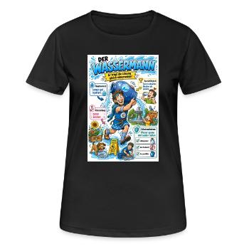 Der Wassermann – die Lösung eimerweise - Frauen T-Shirt atmungsaktiv - Schwarz - Vorne - AI Model Female 172 light (172cm)